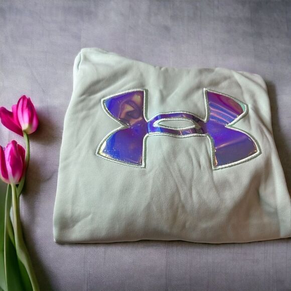 Under Armour Youth Girls Armour Fleece Iridescent Big Logo Hoodie (Small) - Picture 1 of 5